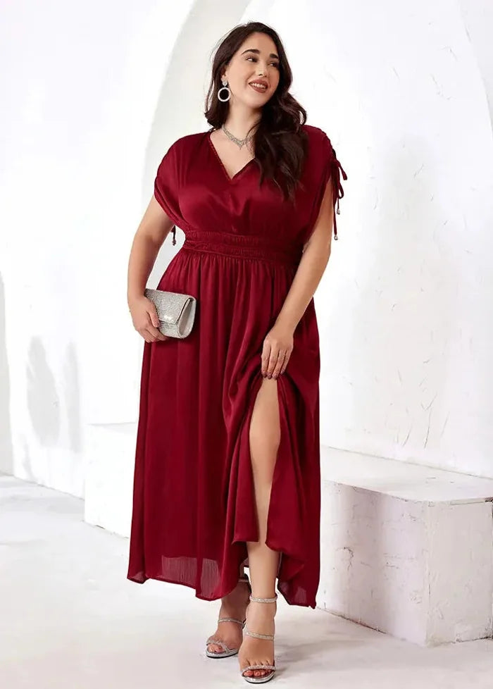 Plus size burgundy dress