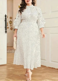 White dress with black polka dots for curvy women 44 Dress Tailor