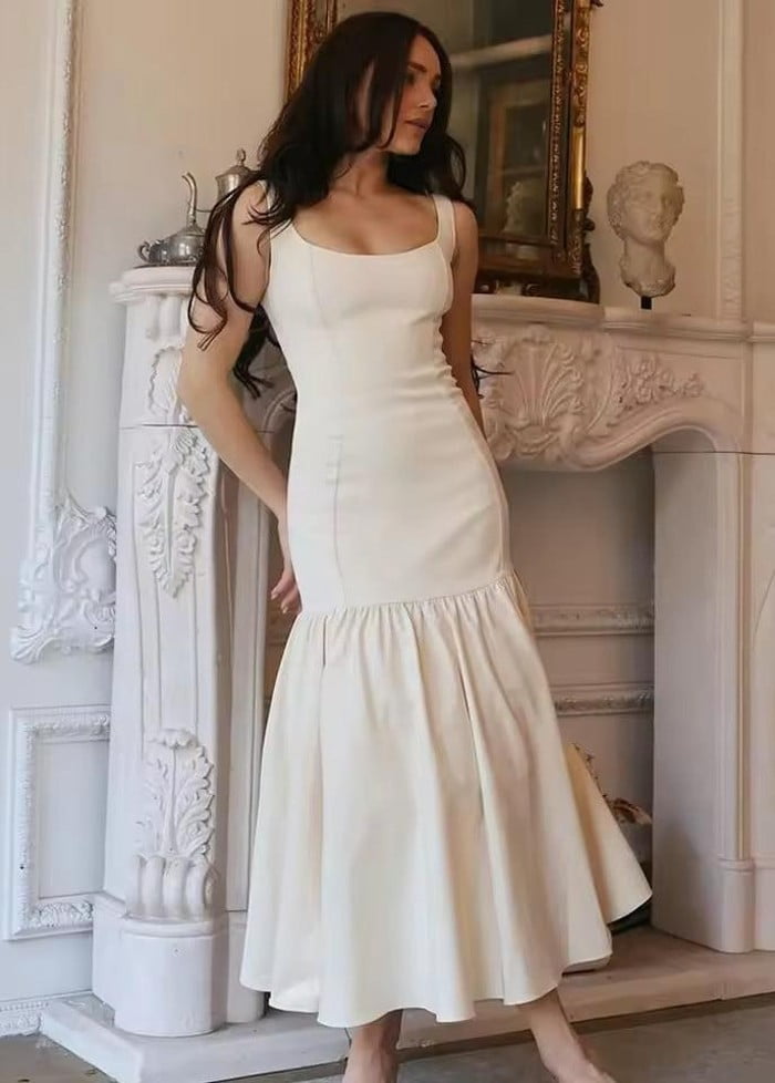 Pleated white dress Dress Tailor
