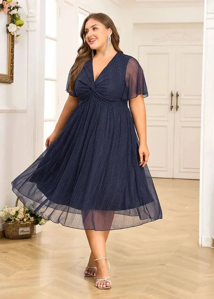 Navy blue elegant plus size dress Dress Tailor