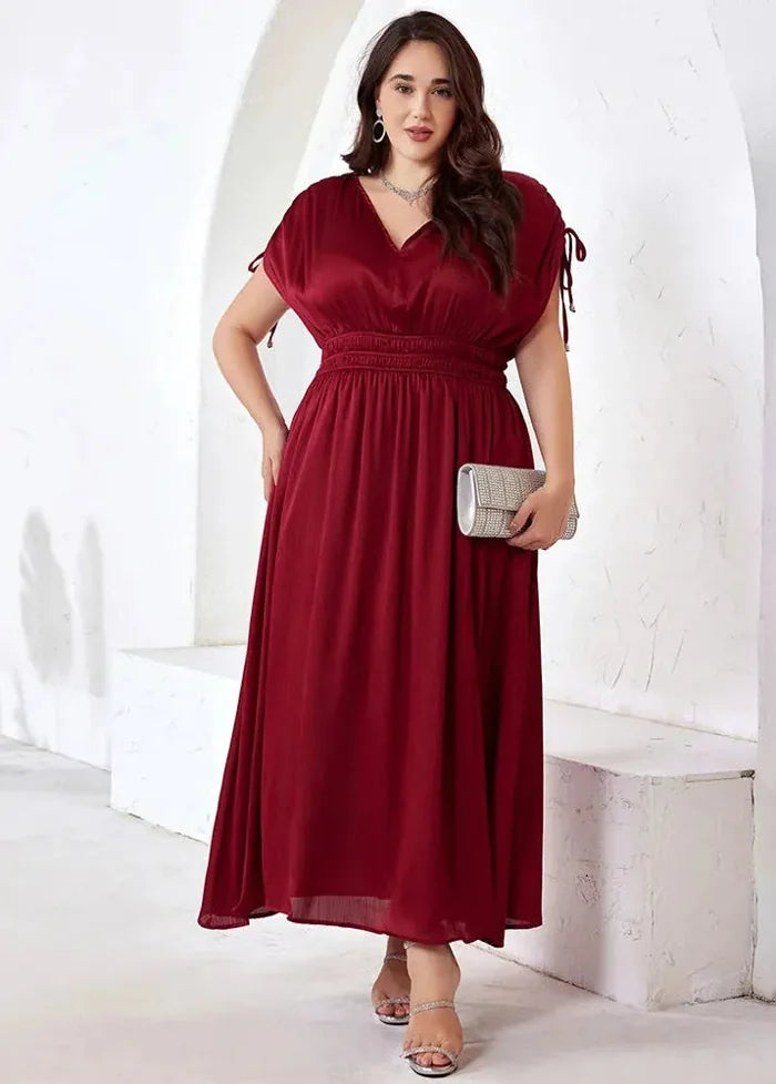 Plus size burgundy dress 46 Dress Tailor