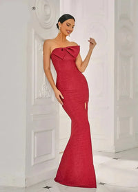 Long red strapless dress Dress Tailor