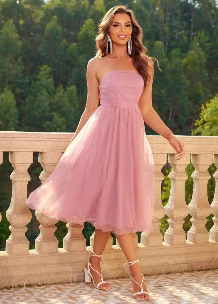 Chiffon dress in pink powder XS Dress Tailor