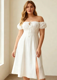 Plus size country white dress 44 Dress Tailor