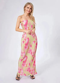 Floral pleated strapless dress Dress Tailor