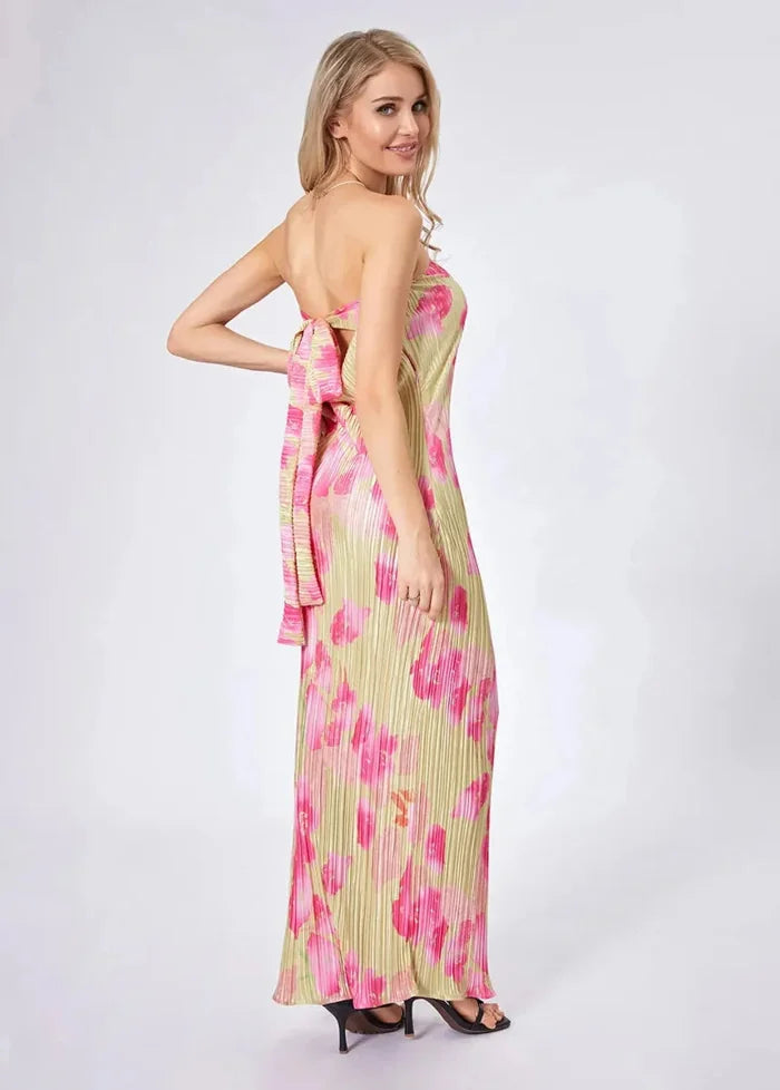 Floral pleated strapless dress Dress Tailor