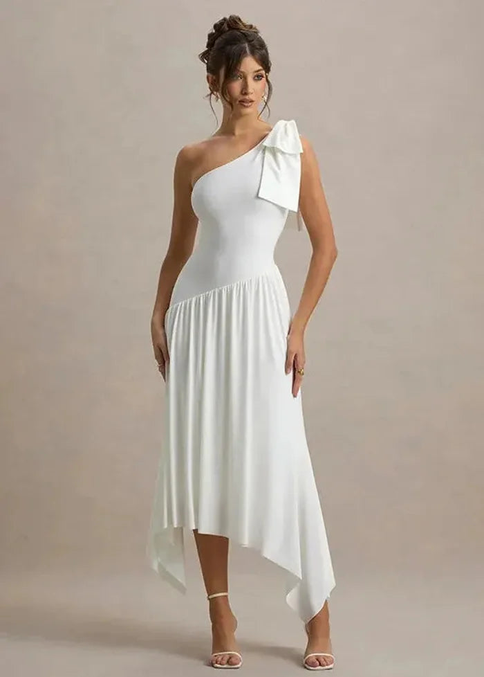 Asymmetric white dress Dress Tailor