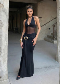 Black evening gown with tulle detail Dress Tailor