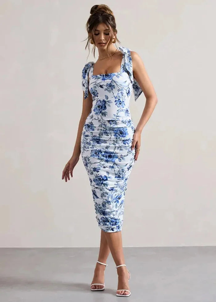 Blue floral dress โ Dress tailor