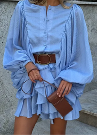 Blue ruffled dress Dress Tailor