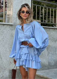Blue ruffled dress Dress Tailor