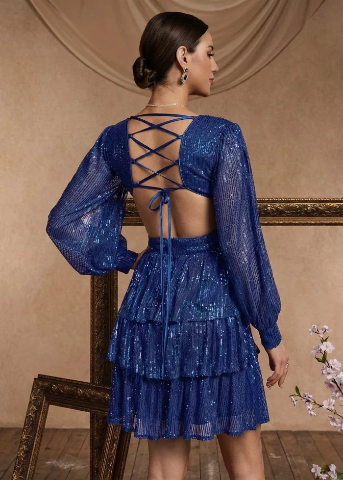 Blue sparkly evening gown Dress Tailor