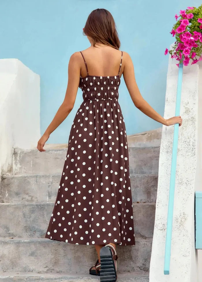Brown and white polka dot dress Dress Tailor