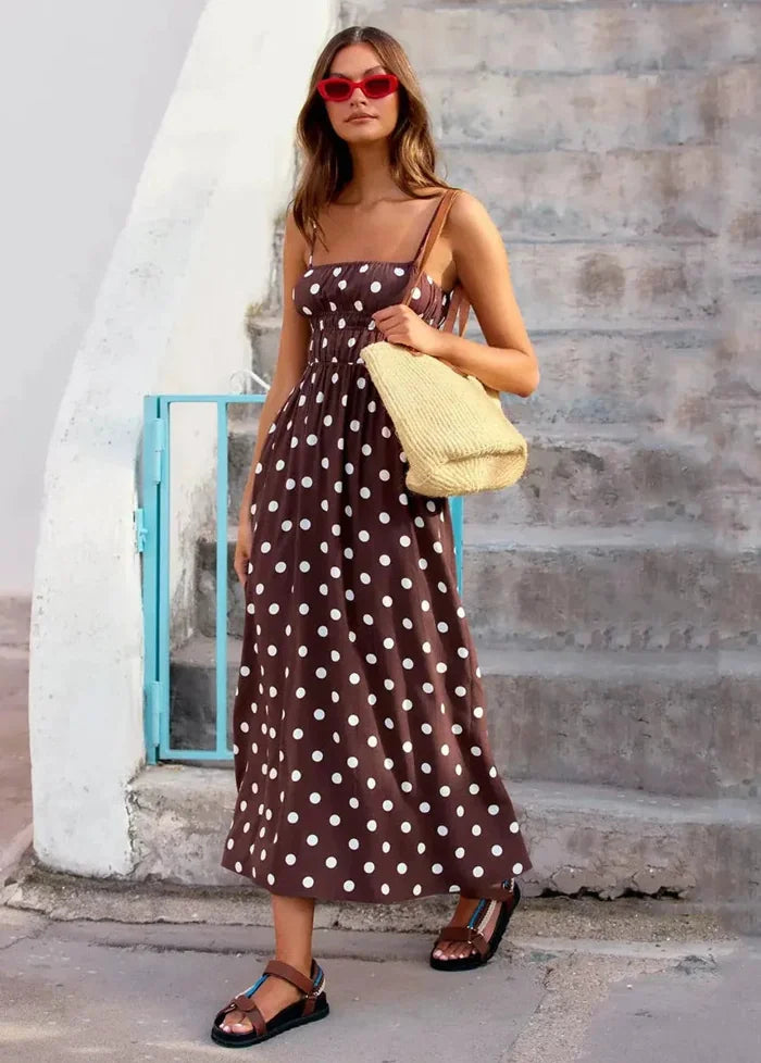 Brown and white polka dot dress Dress Tailor