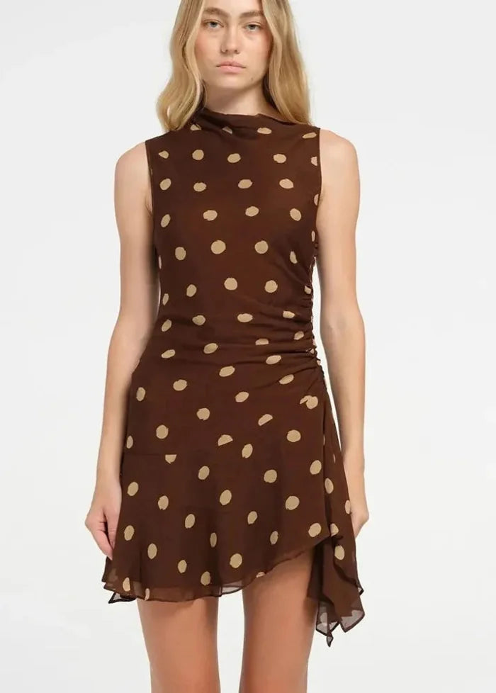 Brown polka dot dress S Dress Tailor