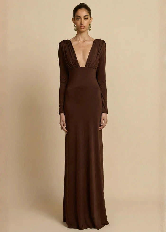 Brown sleeveless maxi dress Dress Tailor