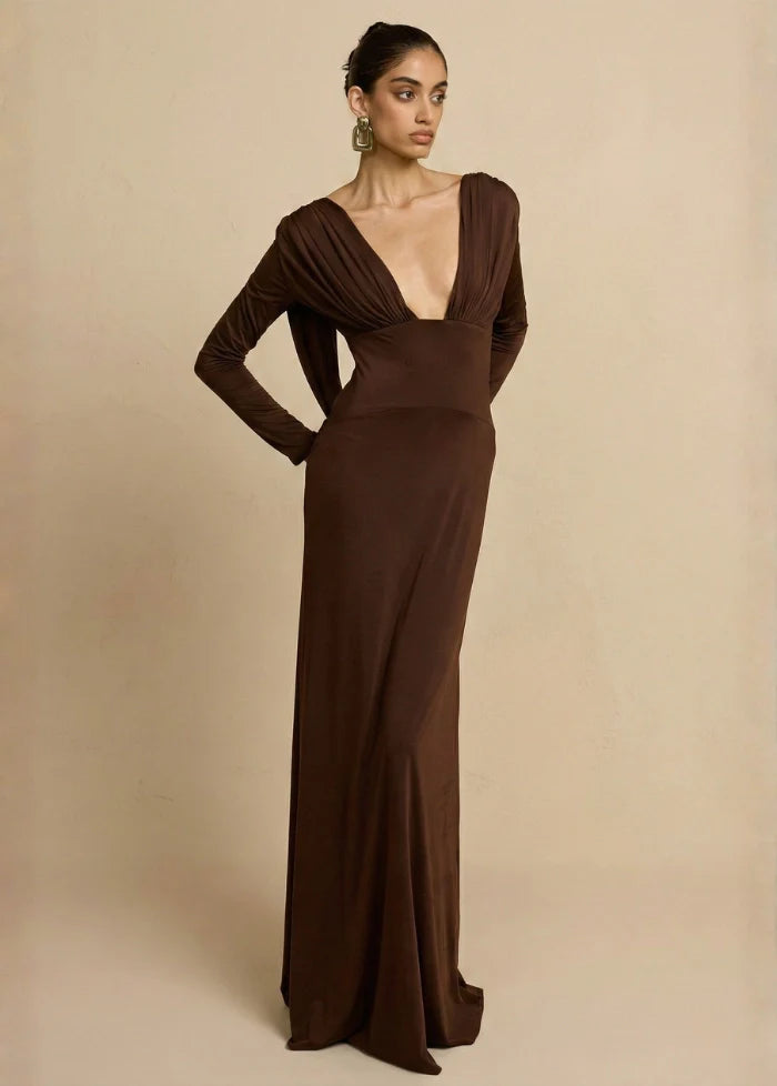 Brown sleeveless maxi dress Dress Tailor