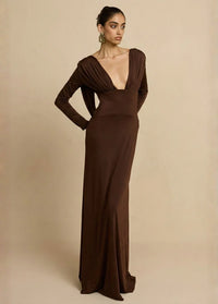 Brown sleeveless maxi dress Dress Tailor