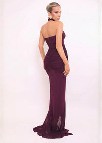 Burgundy evening gown with draping Dress Tailor