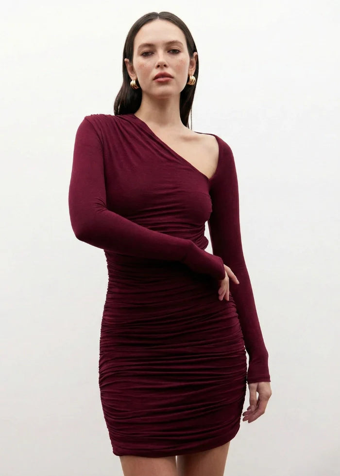 Burgundy fitted mini dress Dress Tailor