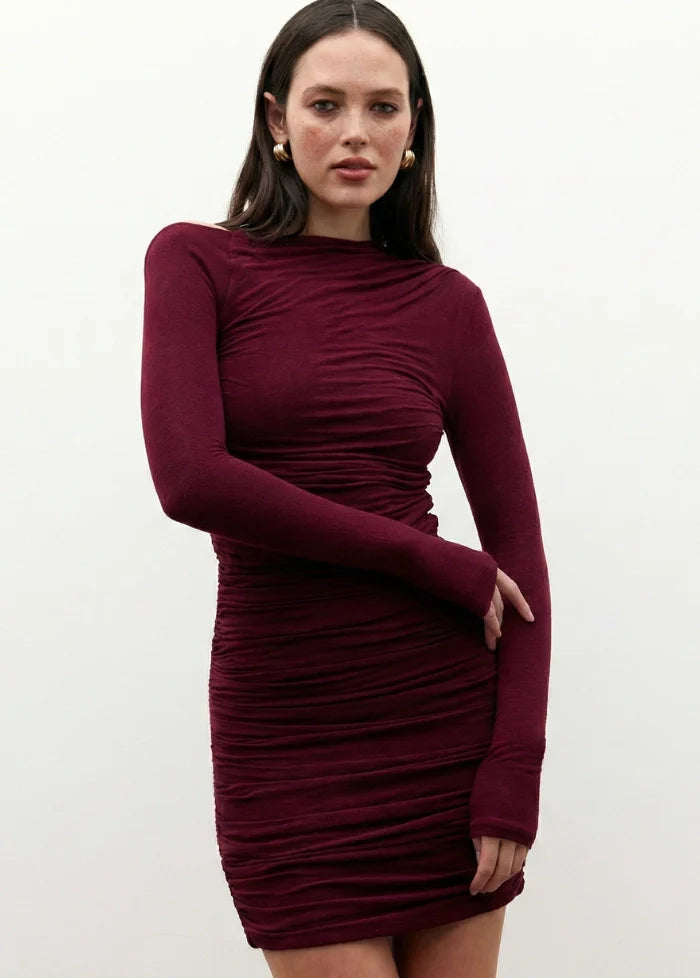 Burgundy fitted mini dress Dress Tailor