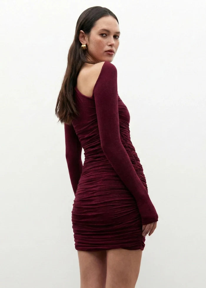 Burgundy fitted mini dress Dress Tailor