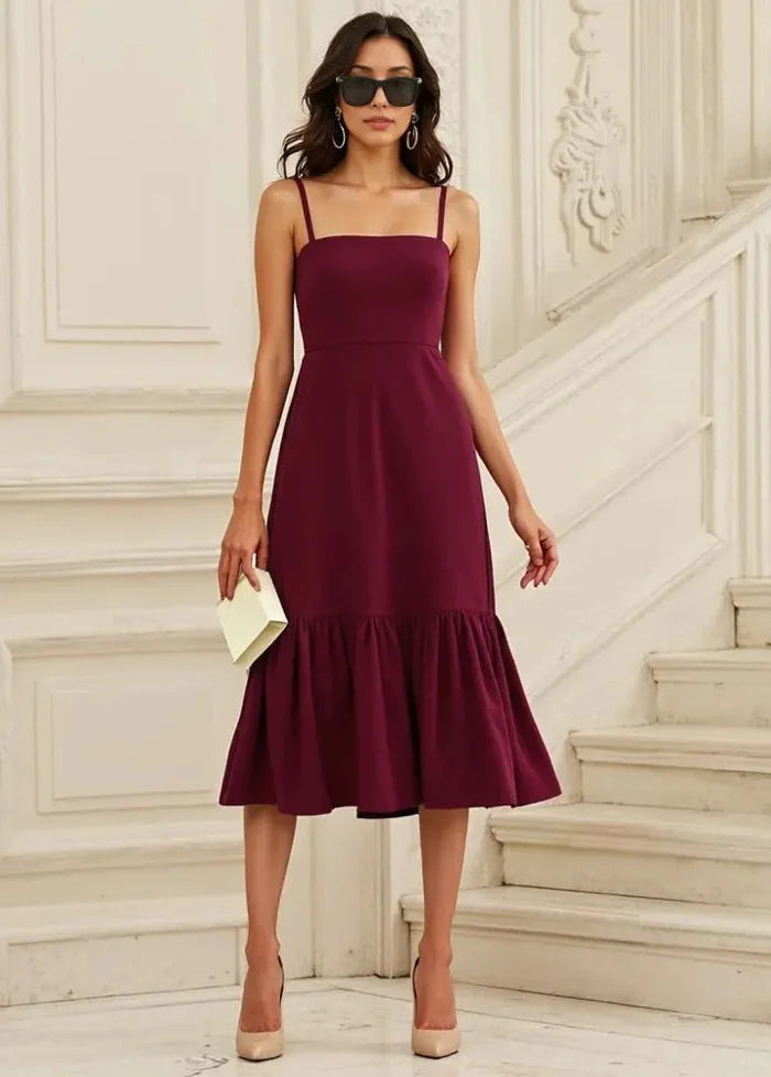 Burgundy mid-length dress Dress Tailor