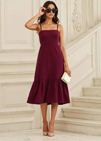 Burgundy mid-length dress S Dress Tailor