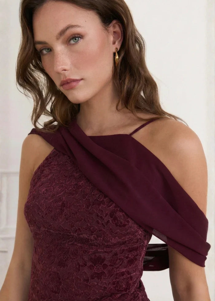 Burgundy velour night gown Dress Tailor