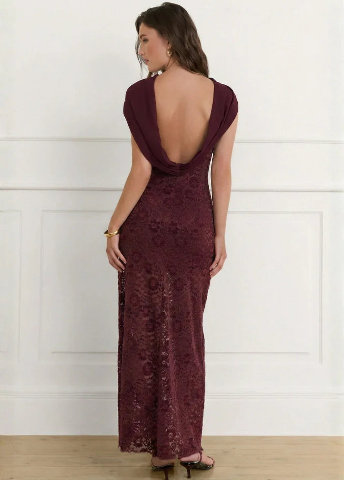 Burgundy velour night gown Dress Tailor