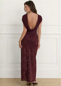Burgundy velour night gown Dress Tailor