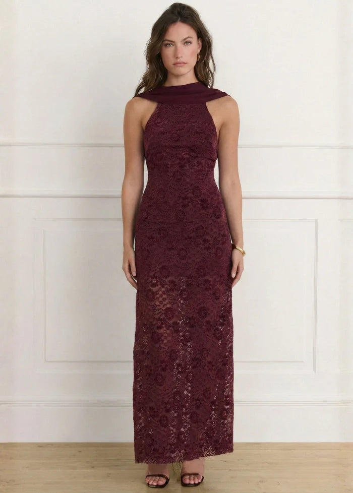 Burgundy velour night gown Dress Tailor