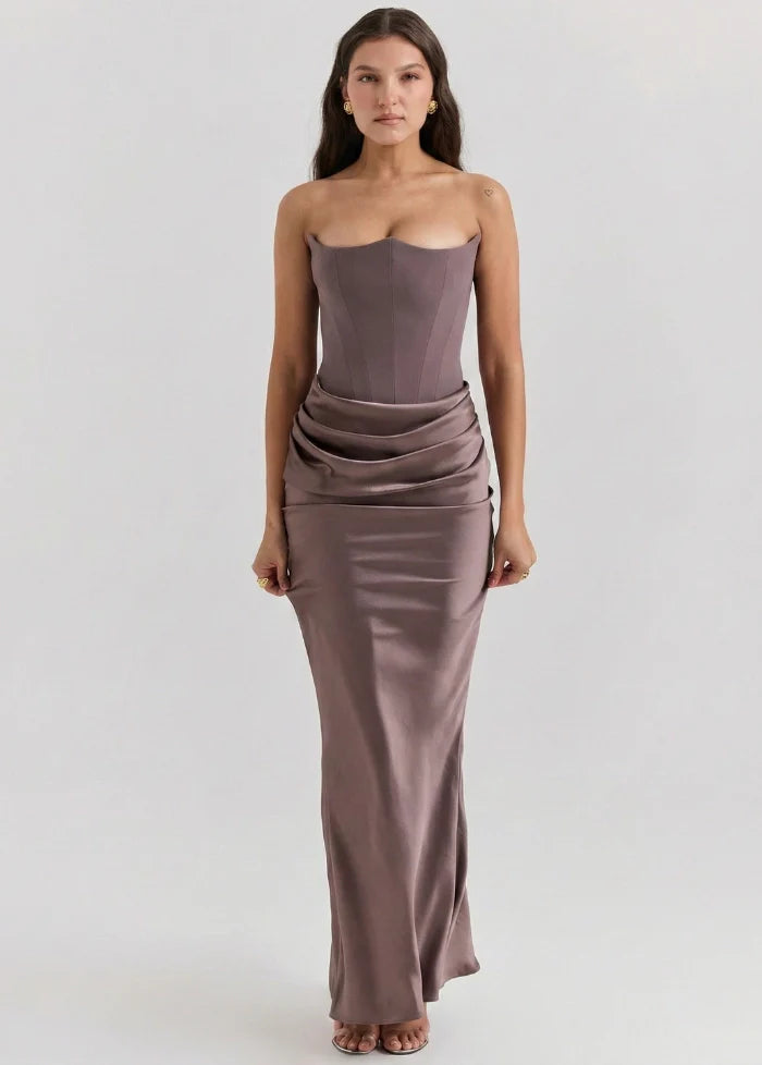 Corset dress without straps brown / 4 Dress Tailor