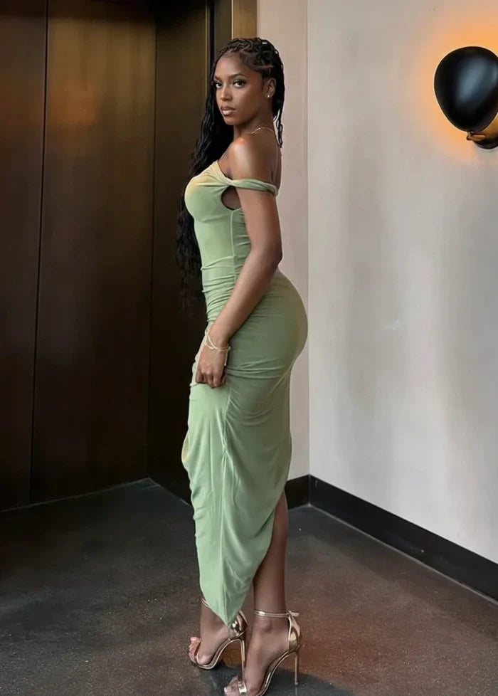 Draped green gown Dress Tailor