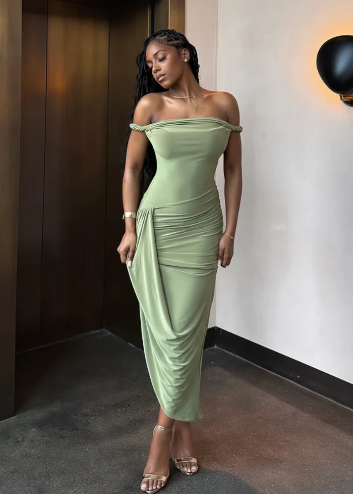 Draped green gown Dress Tailor