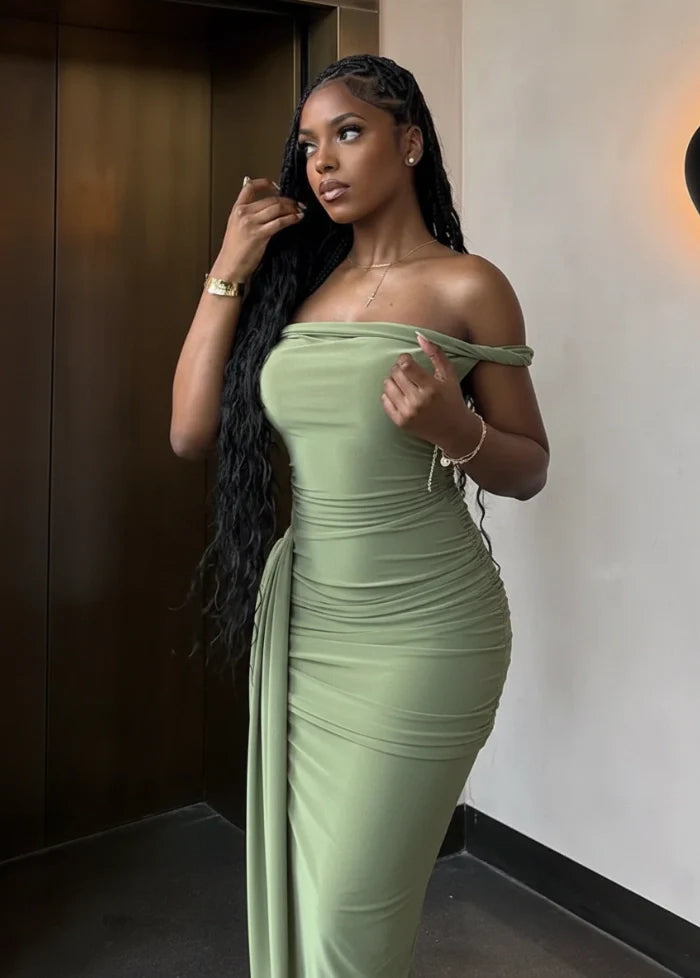 Draped green gown Dress Tailor