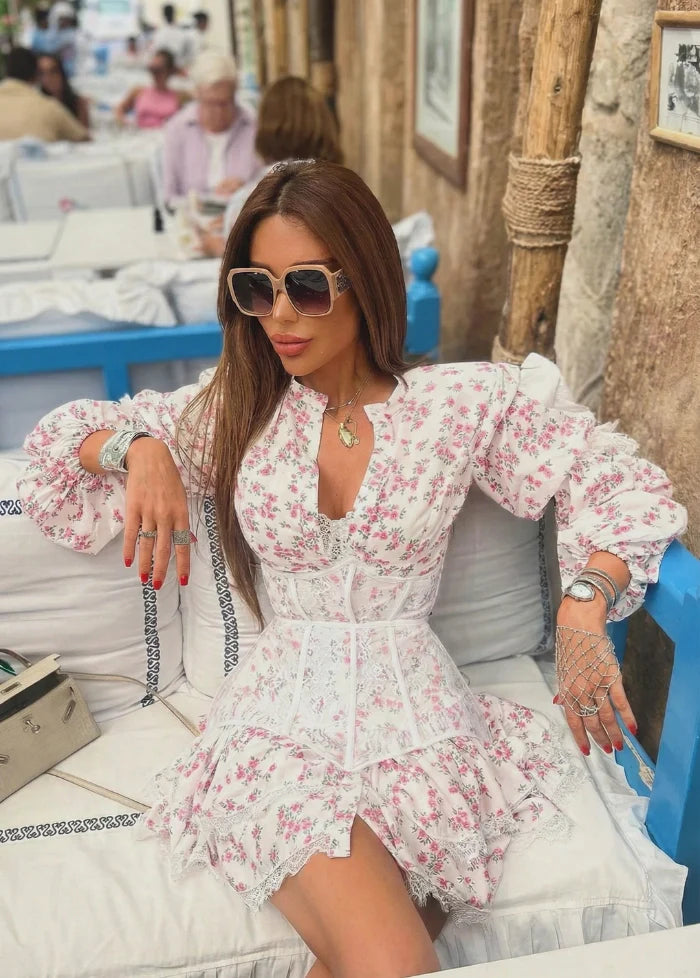 Dress with floral corset pink / 4 Dress Tailor