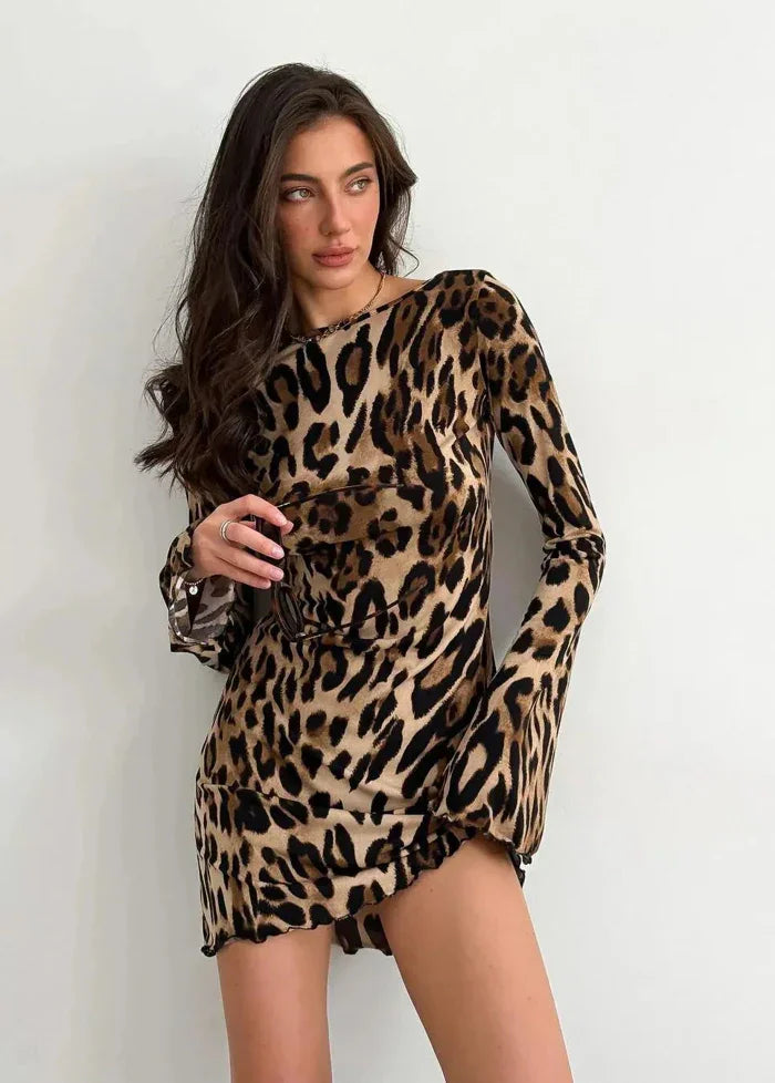 Dress with leopard pattern S Dress Tailor