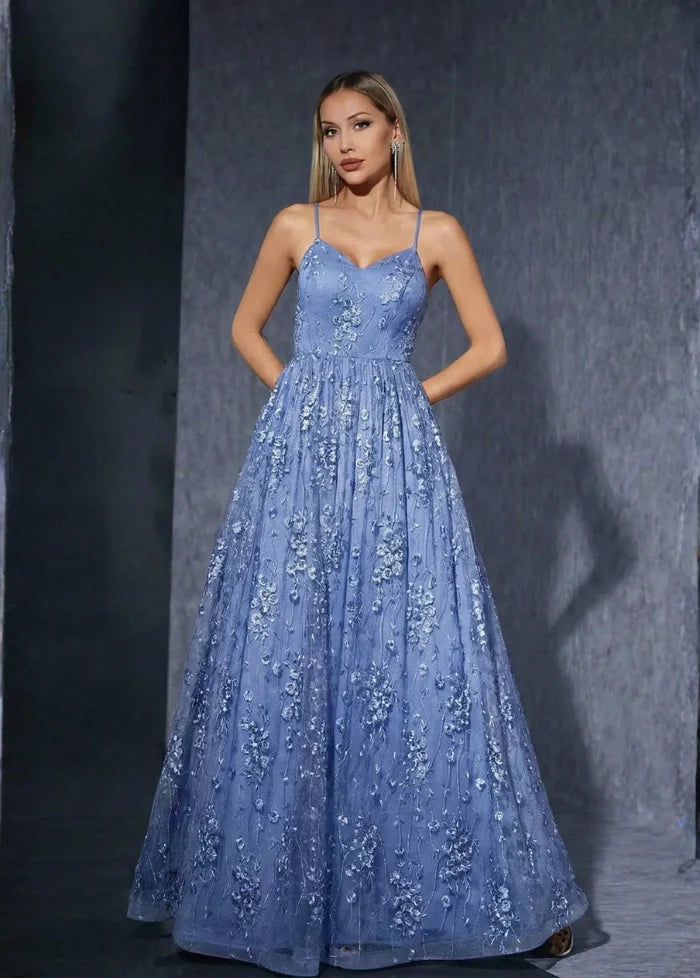 Floral blue party gown Dress Tailor