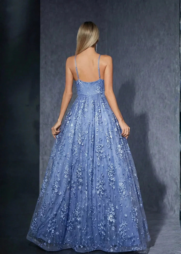Floral blue party gown Dress Tailor