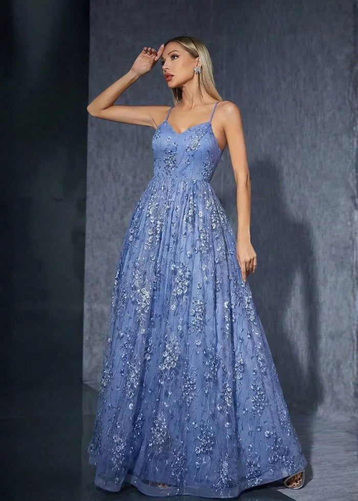 Floral blue party gown Dress Tailor