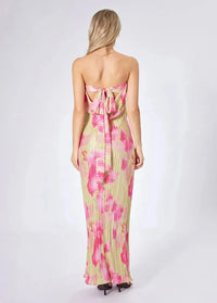 Floral pleated strapless dress Dress Tailor