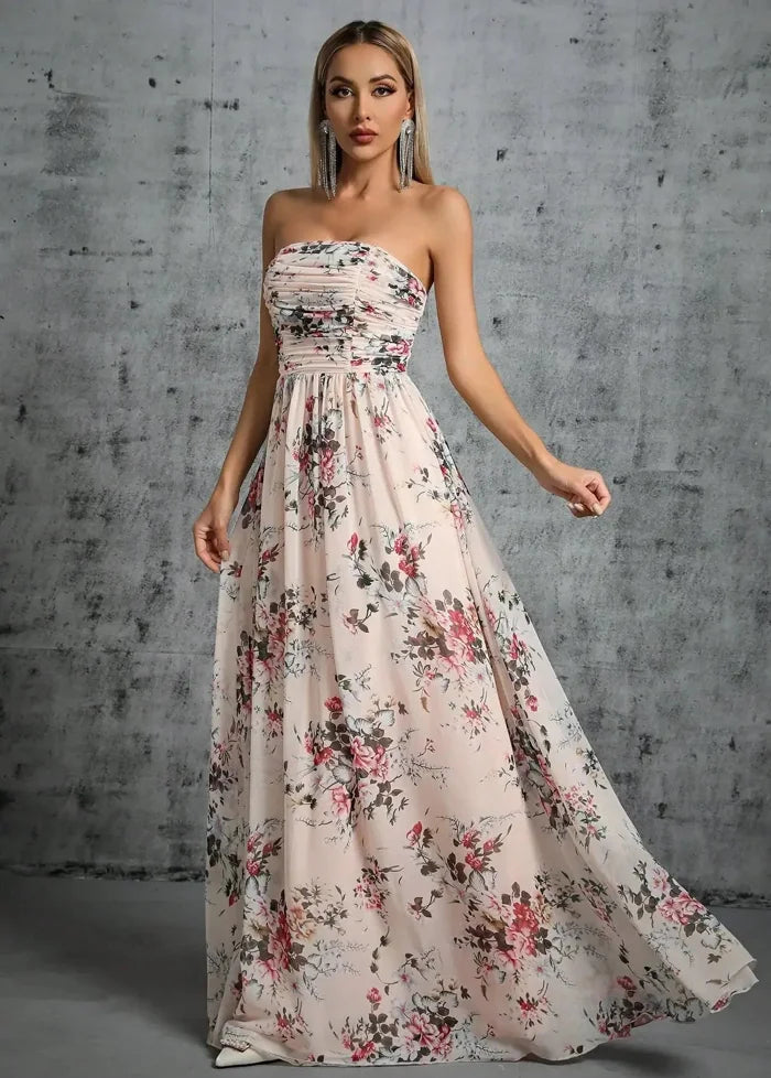 Floral strapless maxi dress Dress Tailor