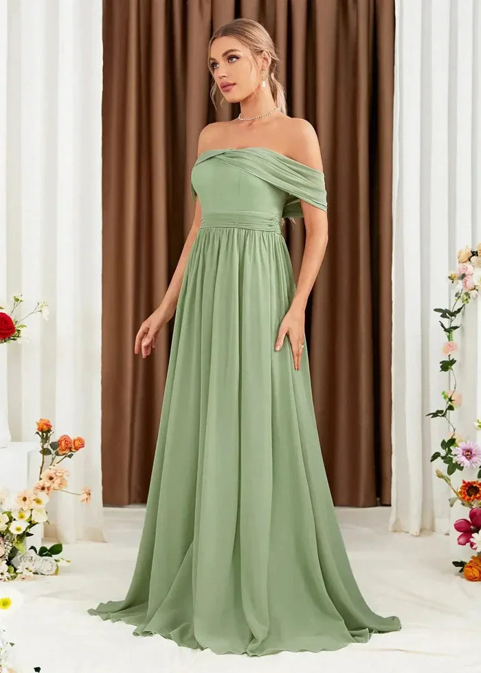 Green off-shoulder ball gown Dress Tailor