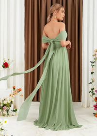 Green off-shoulder ball gown Dress Tailor