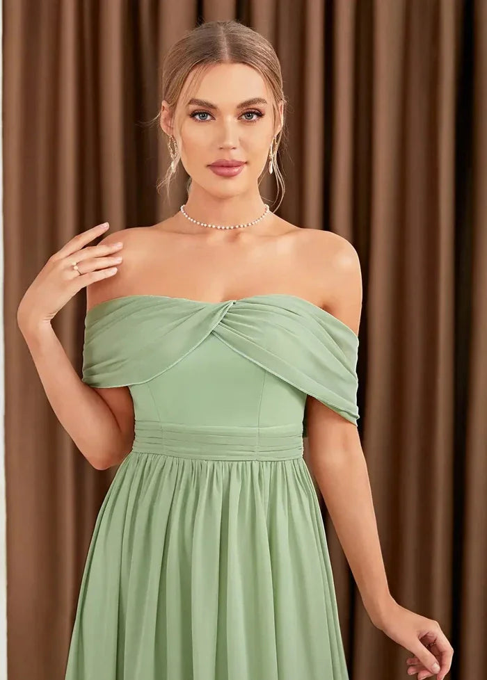 Green off-shoulder ball gown Dress Tailor
