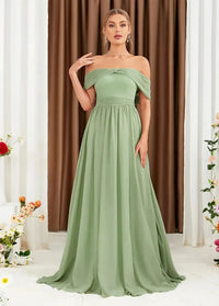 Green off-shoulder ball gown S Dress Tailor