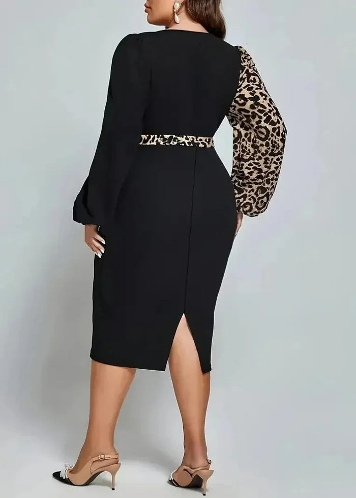 Leopard wrap plus size dress Dress Tailor
