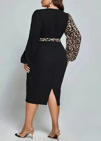 Leopard wrap plus size dress Dress Tailor