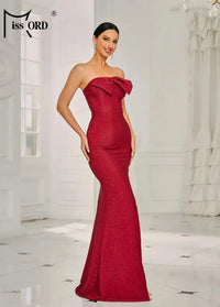 Long red strapless dress Dress Tailor